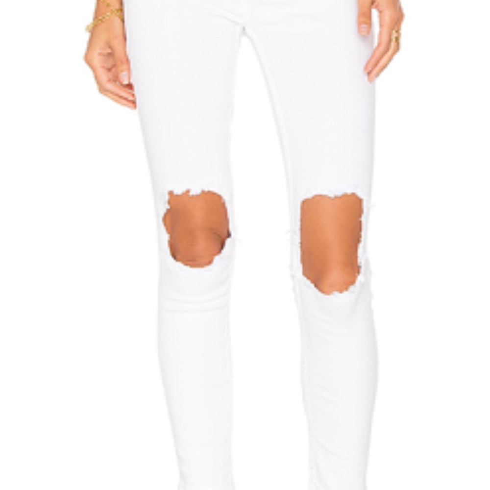 Free People White Ripped Jeans